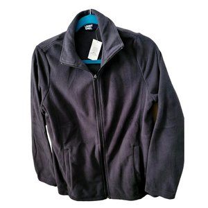 Lands' End Fleece Jacket Full Zip Black Woman's Medium 10/12 NWT JJ1976